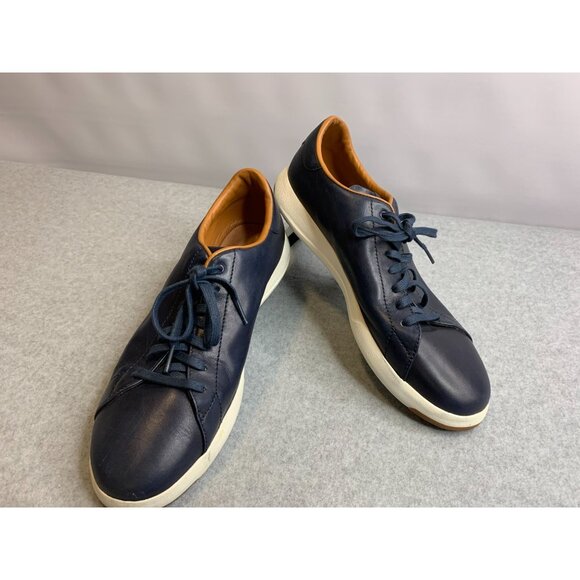 Cole Haan Mens Size 10.5 M Grand Pro Sneaker Shoes Navy Blue Leather Flat Lace T - Picture 3 of 10